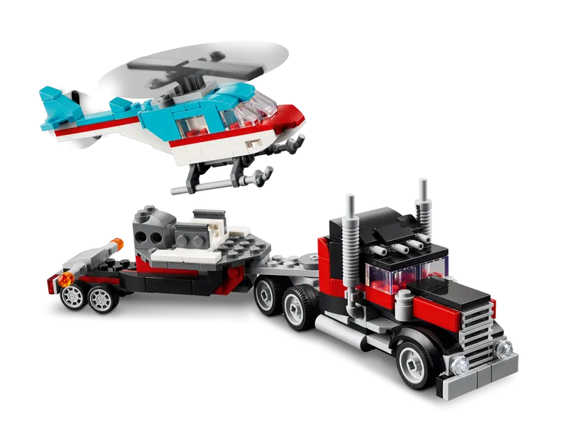 Flatbed Truck with Helicopter